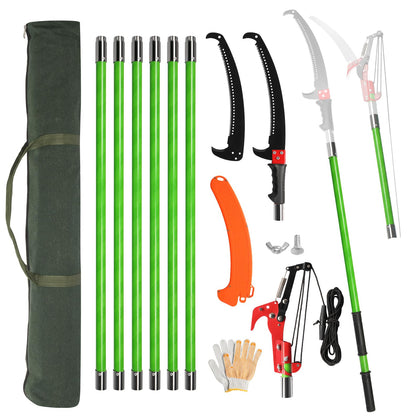 Outvita Manual Pole Saw extends reach up to 26 feet for high branches.