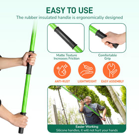 Outvita pulley system enables smooth spring-action pruning of small branches.