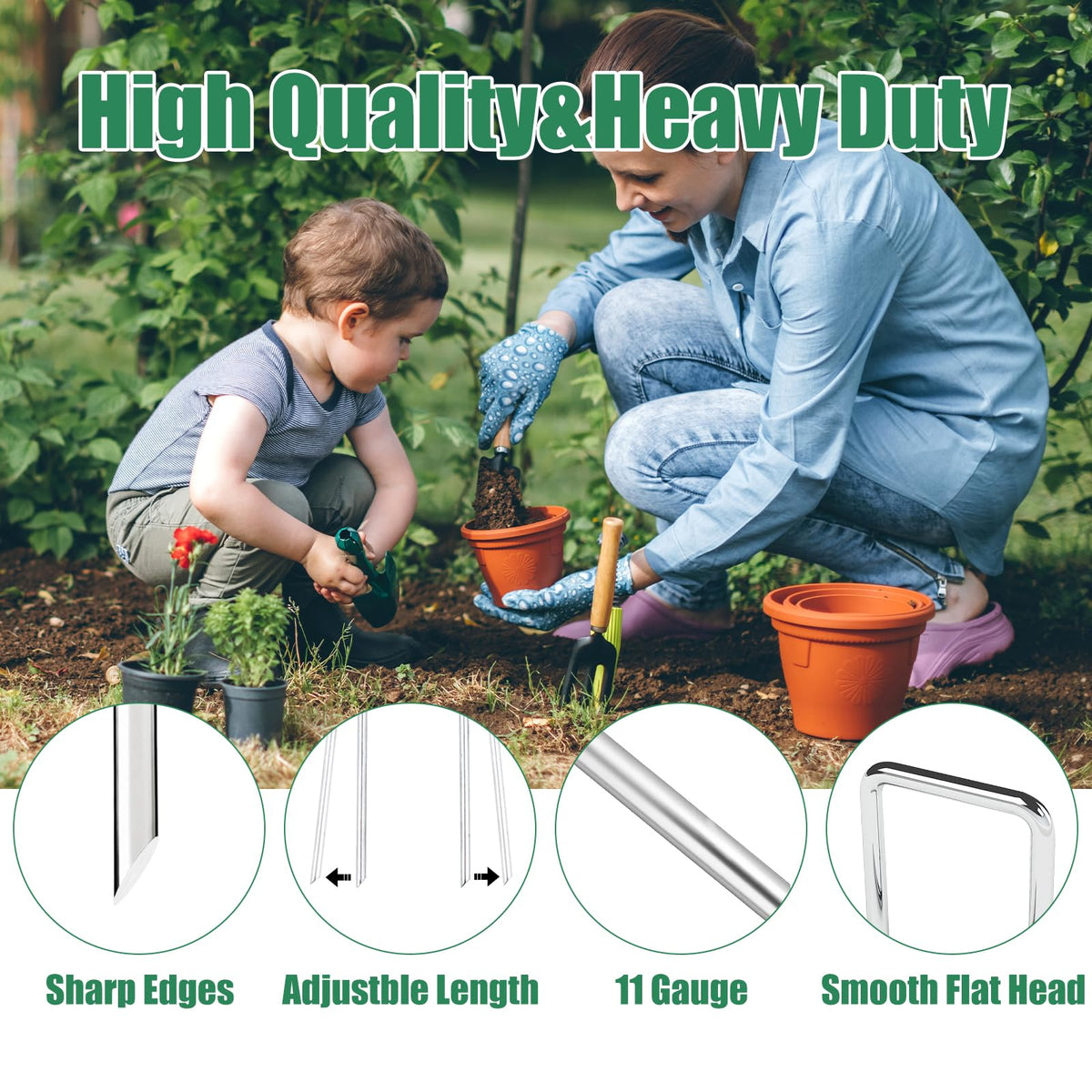 OutVue 11-gauge garden stake provides sturdy support for plants and edging.