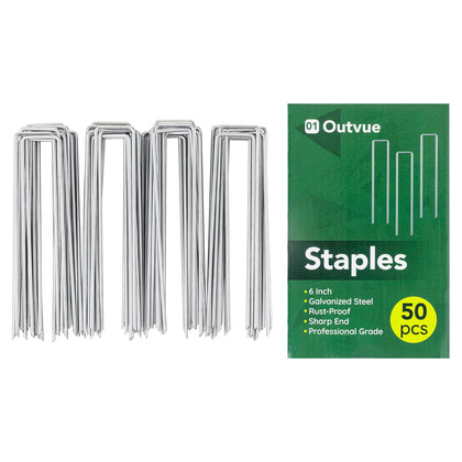 OutVue 6-inch landscape stake anchors weed barrier and fabric for a tidy garden.