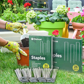 OutVue versatile stake supports tents, hoses, and netting for outdoor projects.