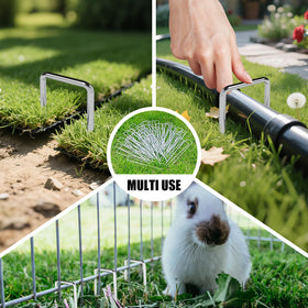 OutVue weed barrier pin secures barriers and netting against wind.