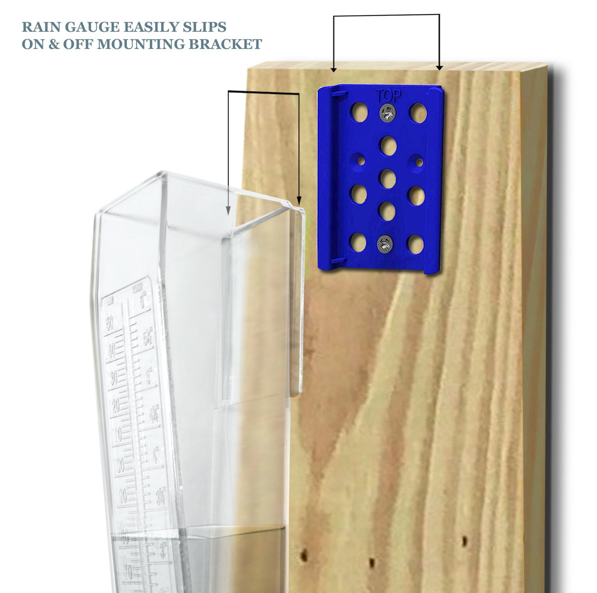 OUTWEST TRADING rain gauge material closeup, UV-resistant, non-yellowing housing.