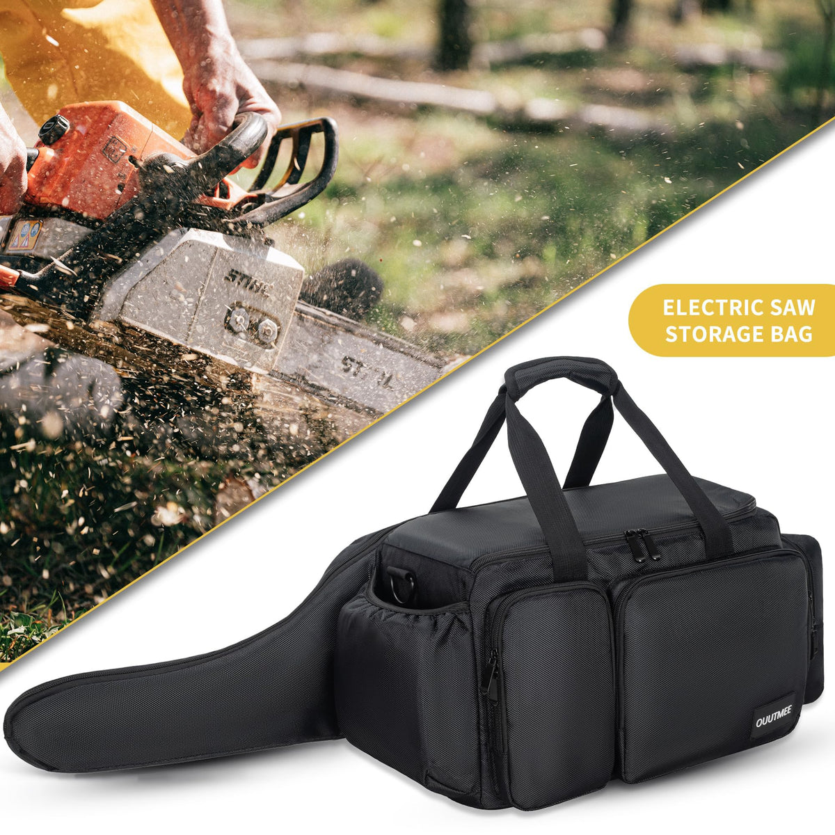 OUUTMEE chainsaw case cushioned handle eases transport.