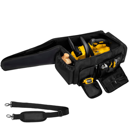 OUUTMEE chainsaw case with waterproof exterior protects tools outdoors.