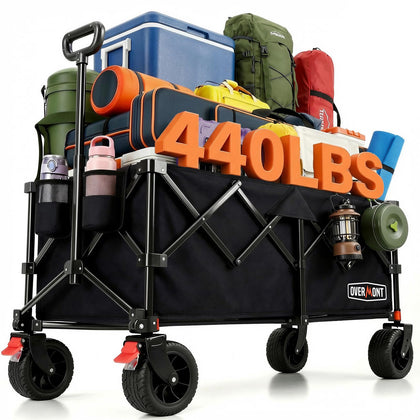 Overmont 46.6-inch extended wagon cart ready for long loads on outdoor trips.