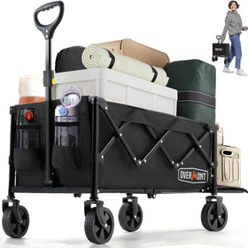 Overmont collapsible wagon tailgate extended cargo space for long items.