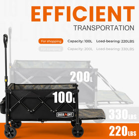 Overmont foldable wagon in mini form fits in car trunk.