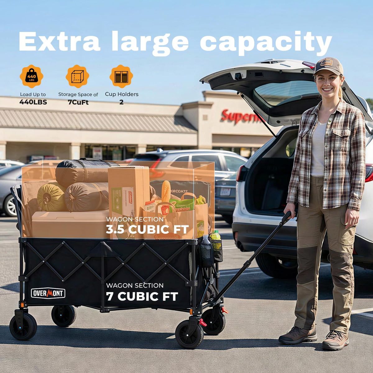 Overmont removable fabric and wheels simplify cleaning after muddy trips.