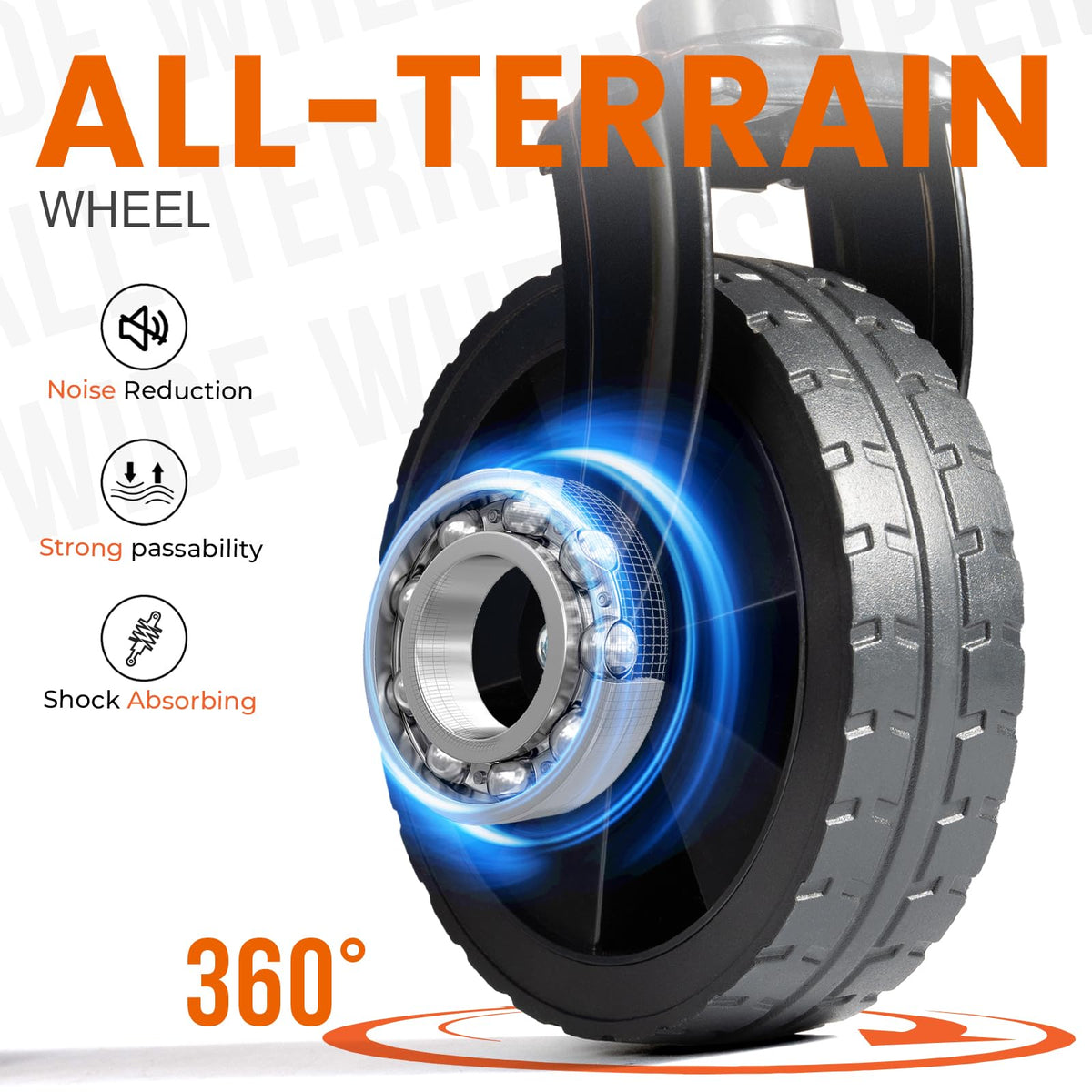 Overmont wagon with 360-degree front wheels for smooth steering.
