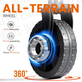Overmont wagon with 360-degree front wheels for smooth steering.