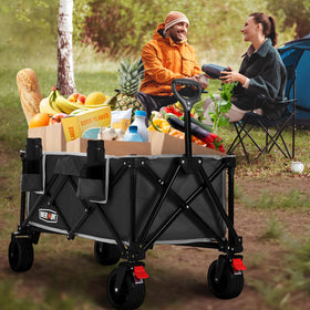Overmont wagon collapses to 1.4 cubic feet for easy trunk storage.