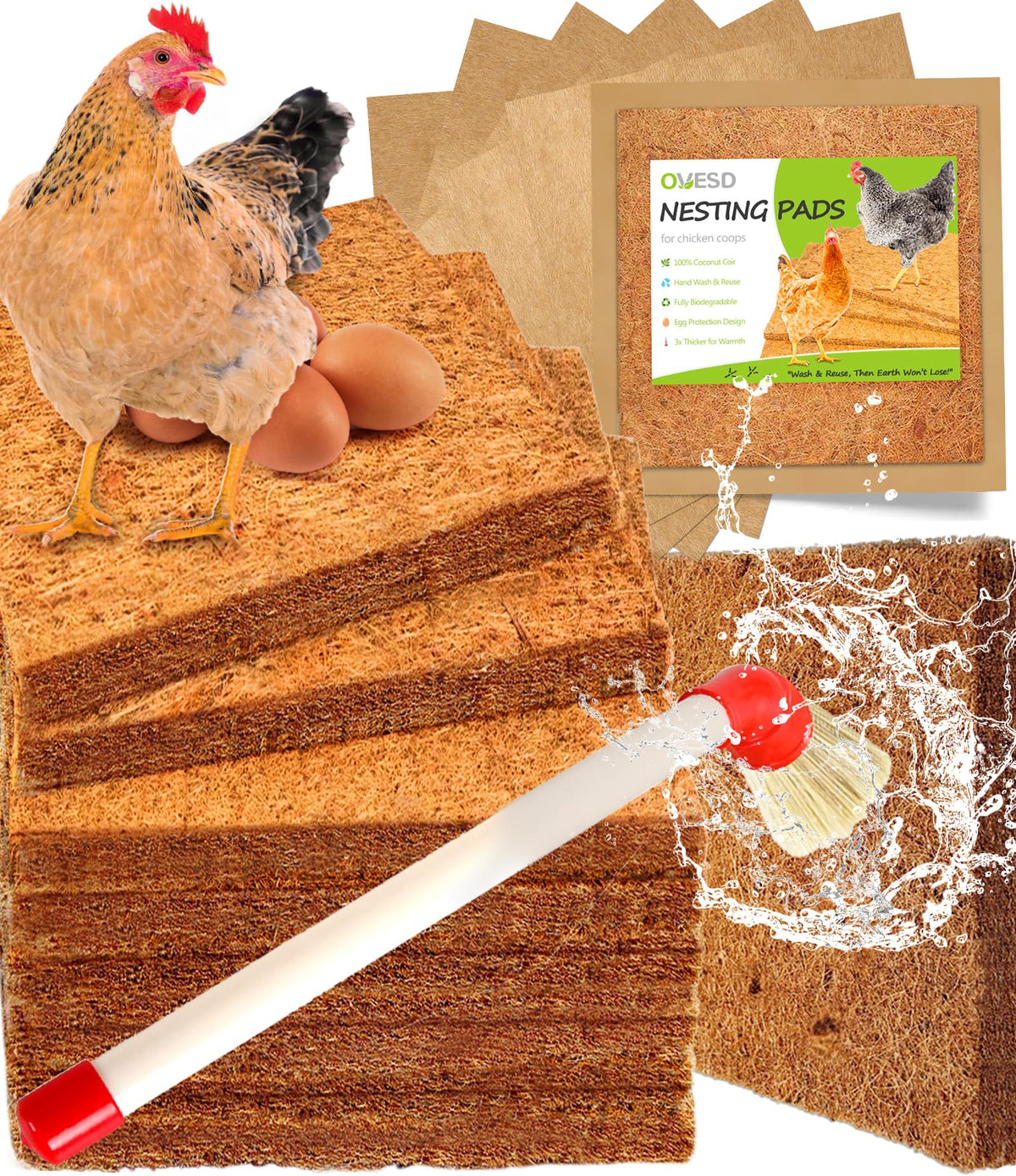OVESD 3x-thick nesting pad provides durable, long-lasting coop bedding for standard boxes.