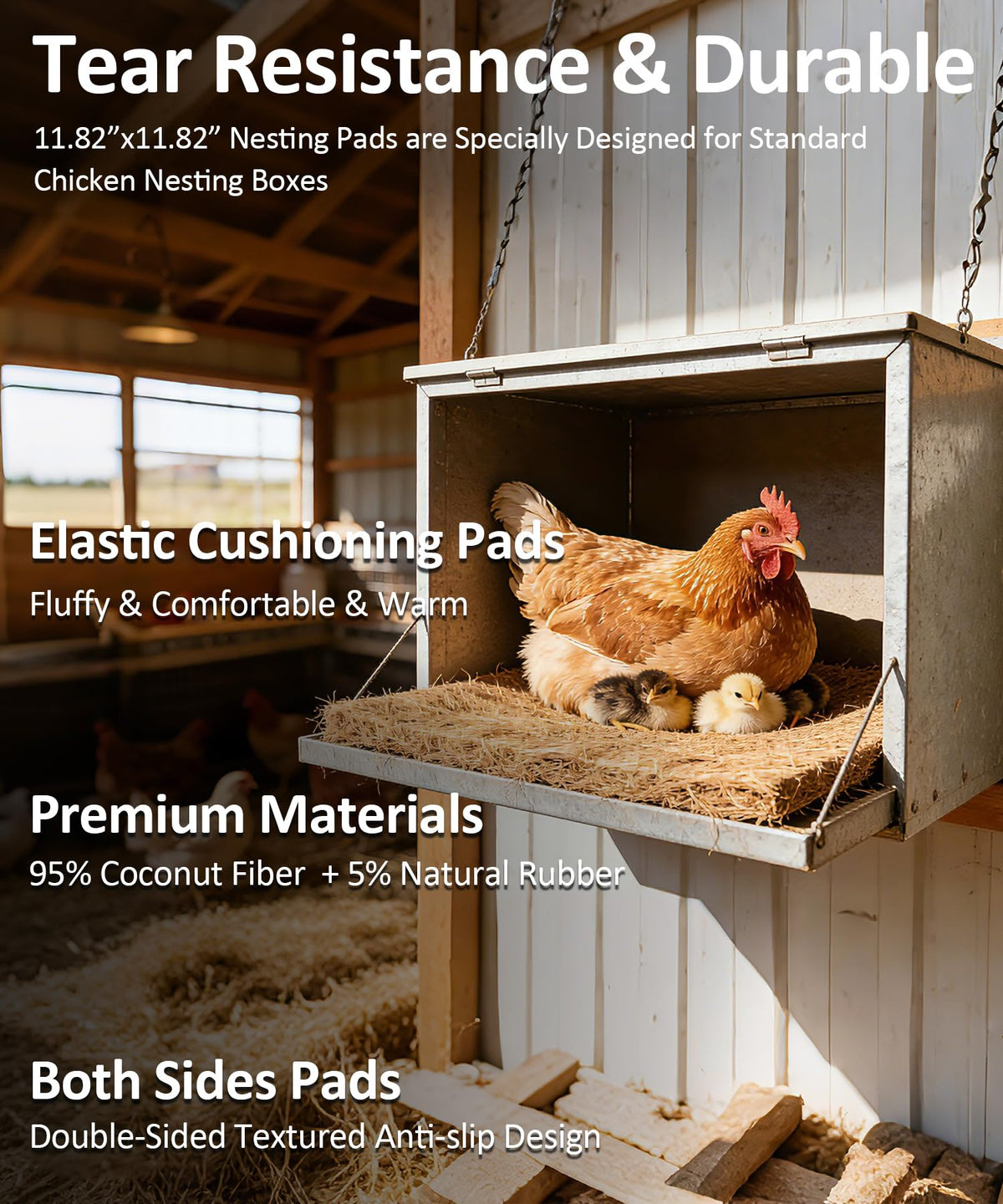 OVESD biodegradable bedding made from coconut coir supports eco-friendly coop.