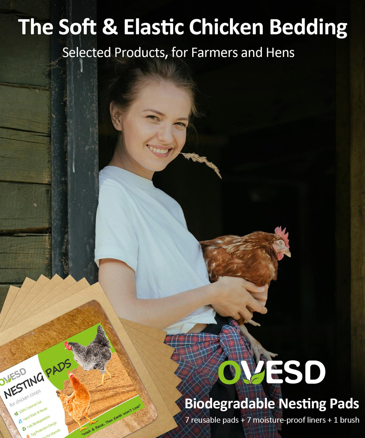 OVESD nesting pad comfort and warmth supports calm hens.