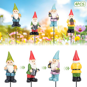 Ovewios four-piece gnome figures brighten patios and planters.