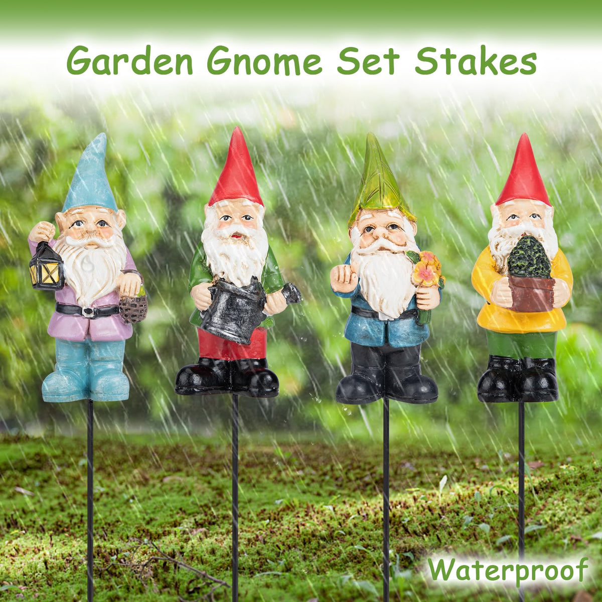 Ovewios happy gnomes add cheer to garden corners.