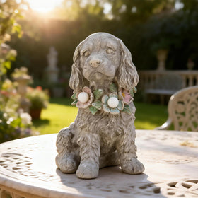 Ovewios outdoor yard art dog statue withstands sun and rain.