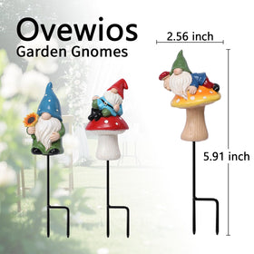 Ovewios resin gnome figurines trio accenting lawn and flower beds