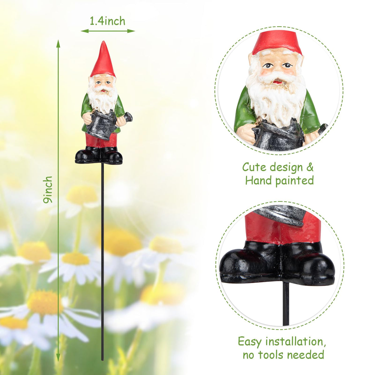 Ovewios resin gnomes withstand weather with anti-fading paint for lasting curb appeal.