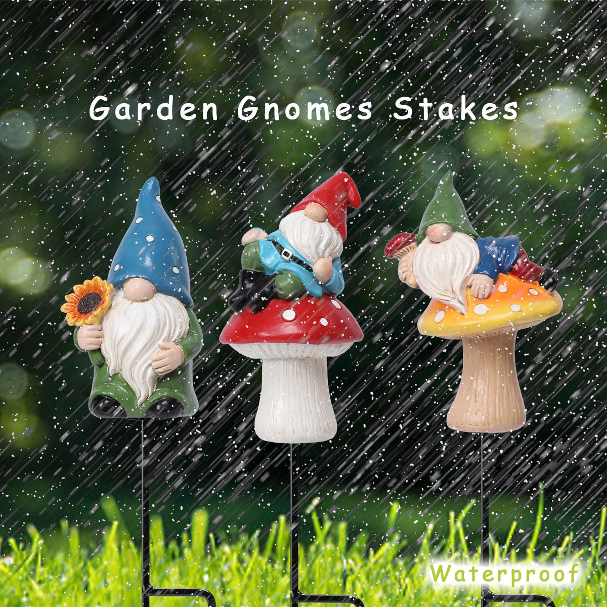 Ovewios weatherproof gnomes designed for sun and rain durability