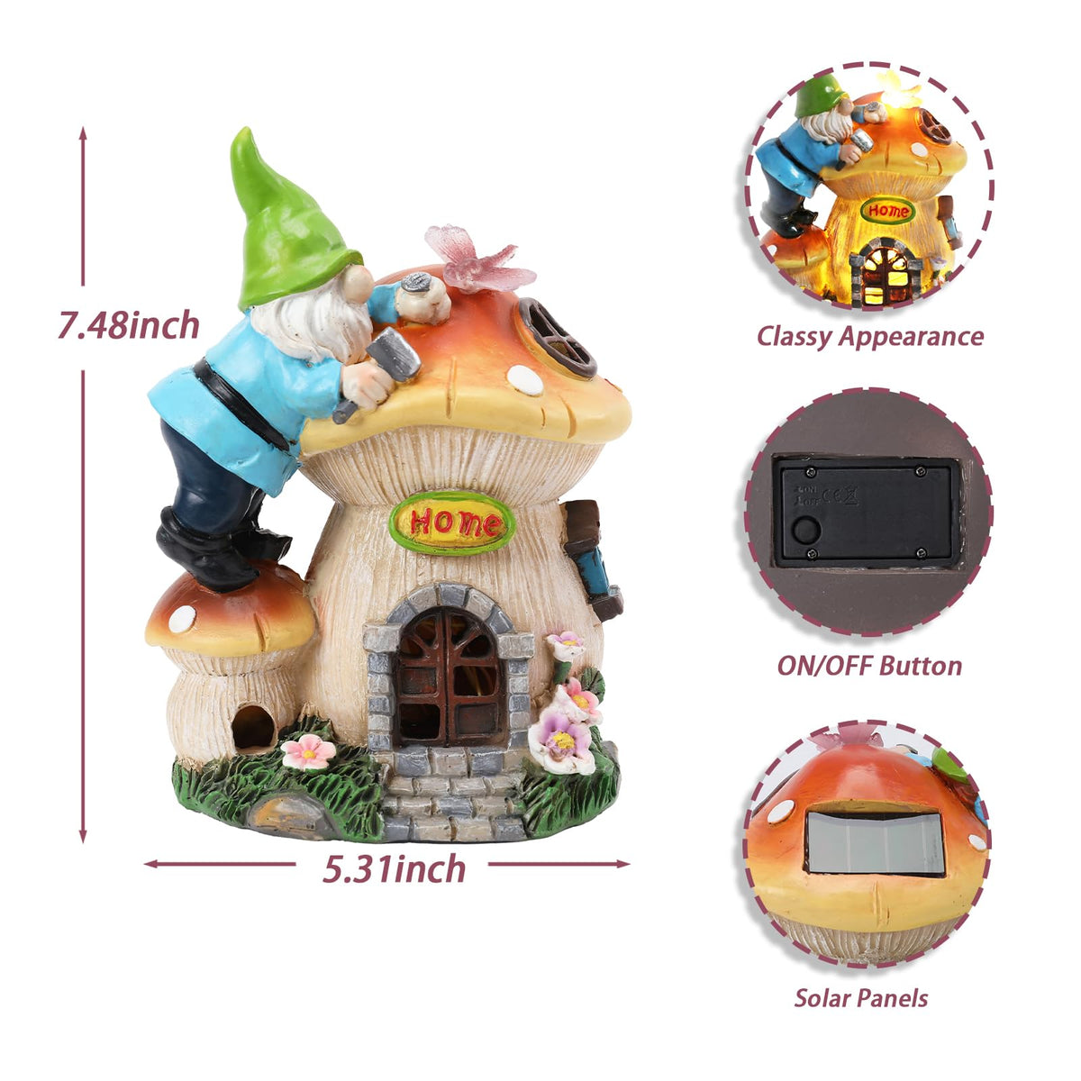 Ovewios weatherproof resin gnome withstands rain and sun