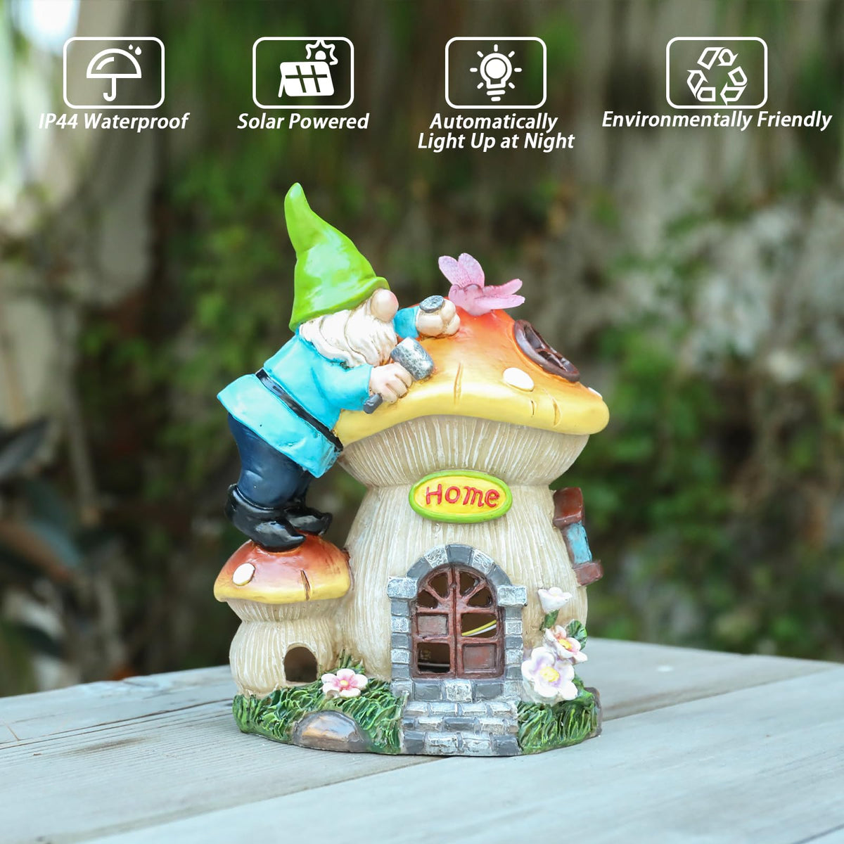 Ovewios yard gnome casts cozy glow along garden pathways
