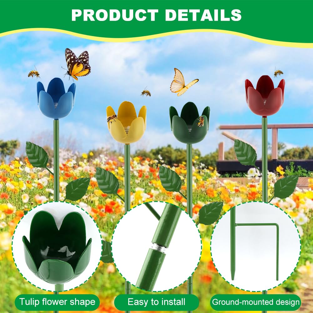 Ovrimelle bee water station with blue flower design attracts pollinators in the garden.