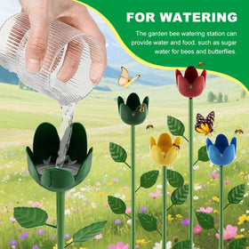 Ovrimelle bee water station with green flower design adds vibrant garden decor.