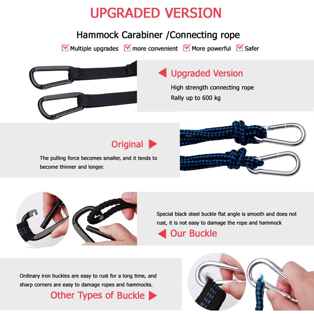 Ovyuzhen straps with steel carabiners for strong attachment.