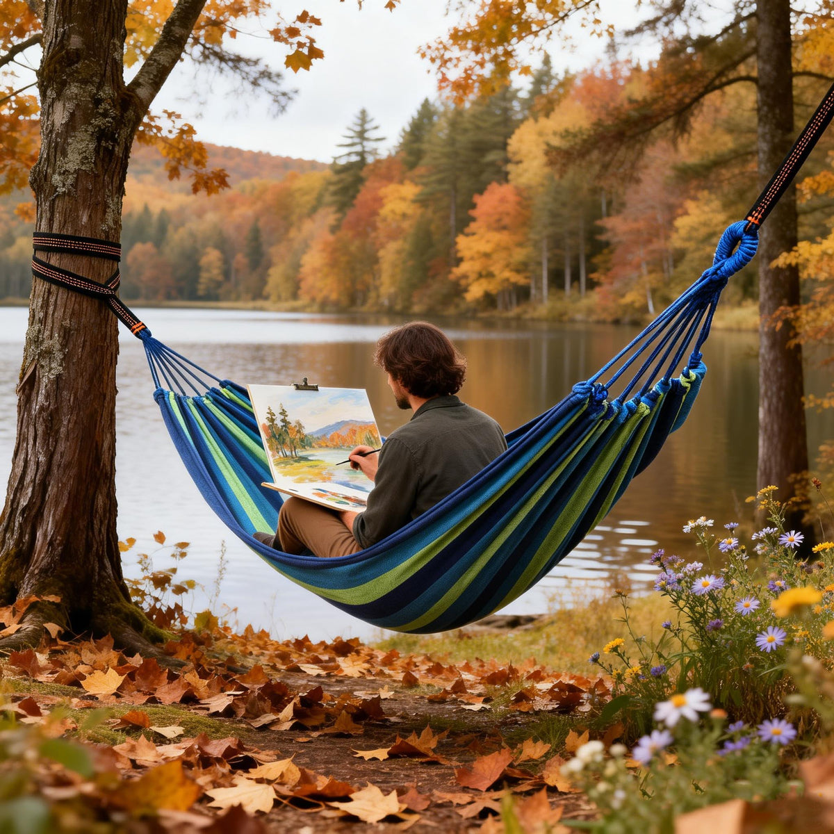 Ovyuzhen hammock bed size 190x140cm enables comfortable shared resting.