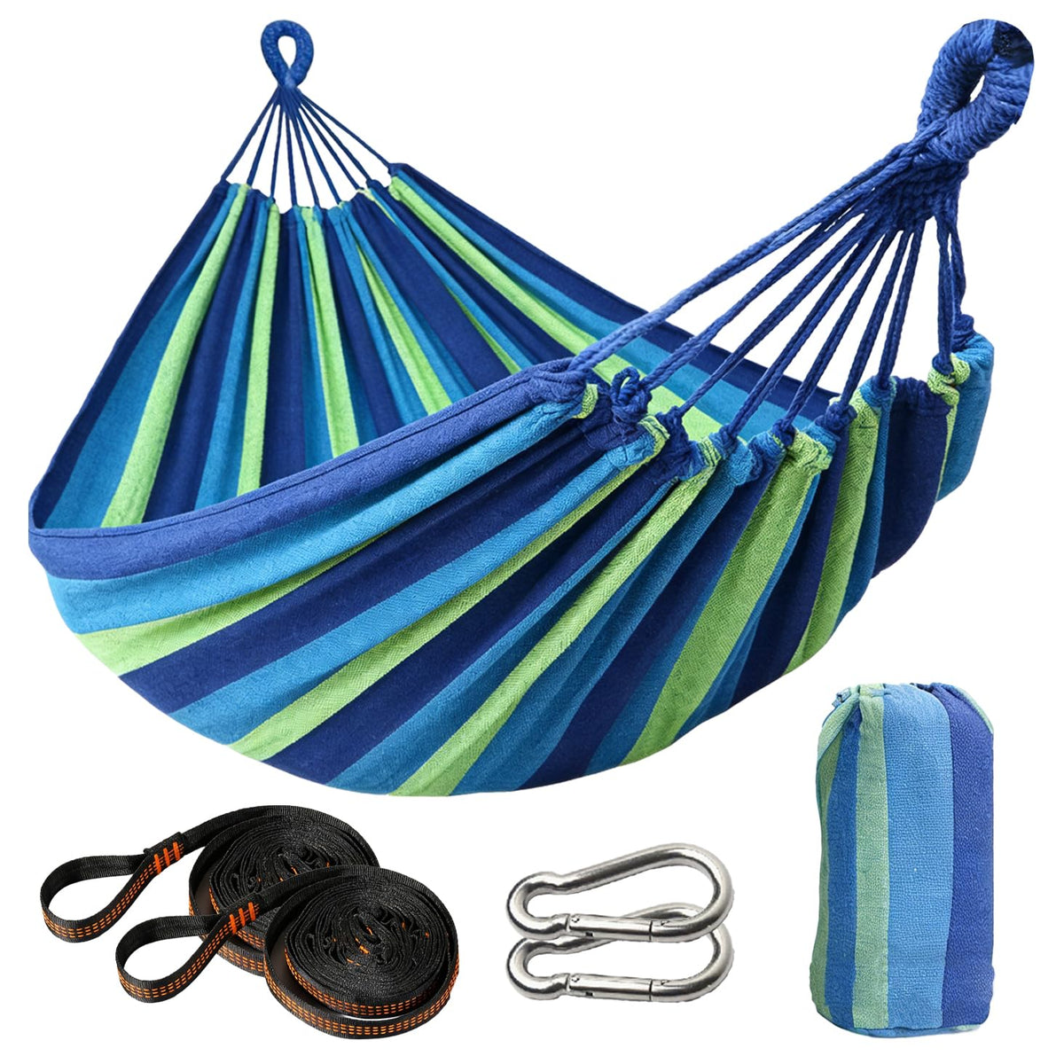 Ovyuzhen canvas outdoor hammock in setup for stable backyard relaxation.