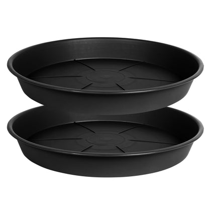 OVZILKI 12-inch plant saucer top view protects floors from drips.