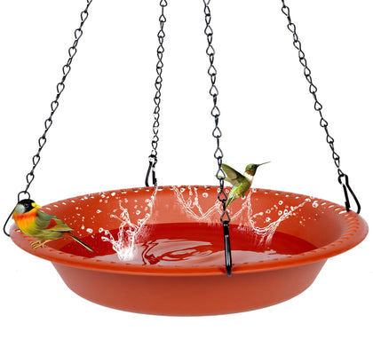 OVZILKI hanging bird bath terracotta bowl with sturdy chain for outdoor use