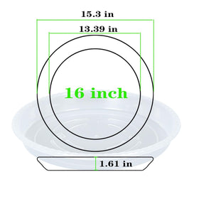 OVZILKI plant saucer 16inch side profile, durable tray for indoor and outdoor pots.