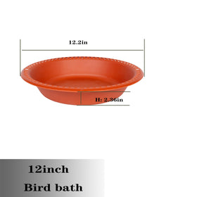 OVZILKI rust-proof chains detail highlights durable outdoor hanging setup for the bird bath.
