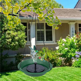 OVZILKI solar fountain-ready bird bath enhances garden ambiance