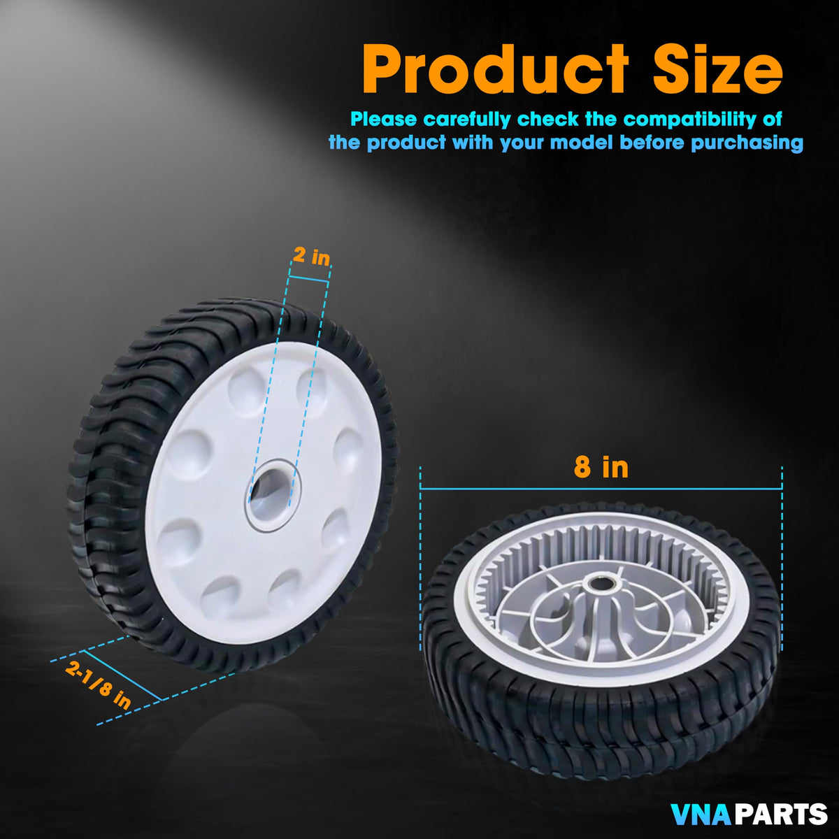Owigift front-wheel replacement 634-05039 side view for TB mowers