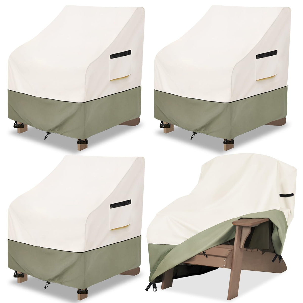 Owlcover outdoor chair covers front view fitting 32x35x36 inch chairs, weather protection in action
