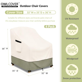Owlcover outdoor chair covers side view with ventilation to prevent moisture