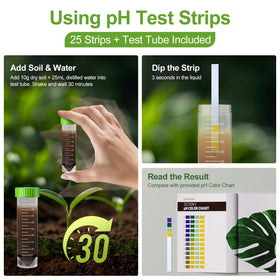 Owldacious pH test strips and tube for simple soil pH checks.