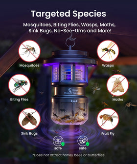 OWLTRA OMT-L20 with suction fan pulling bugs into the trap quickly