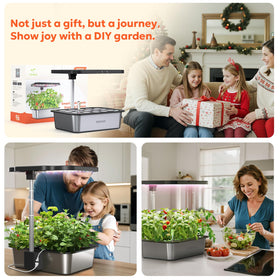 Owltron indoor herb garden ready to harvest basil and lettuce.