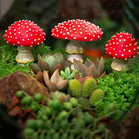 OwMell glow in the dark mushroom lawn ornament adds whimsy to the yard.