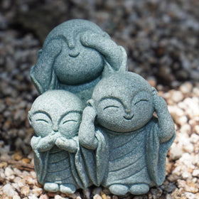 OwMell Jizo statue close-up face shows serene expression for calm ambiance.