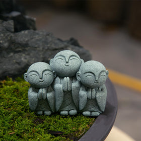 OwMell Jizo Monk statue on window sill adds serenity.