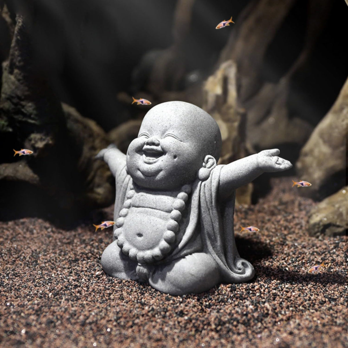 OwMell Jizo statue on a windowsill for compact indoor display