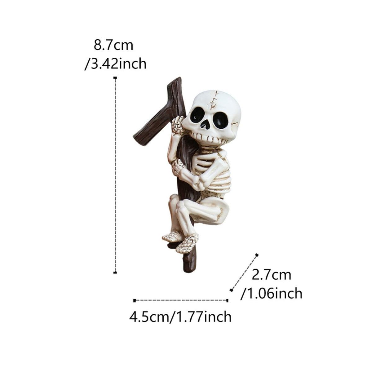 OwMell outdoor decor skeleton figure on a planter for porch or balcony.