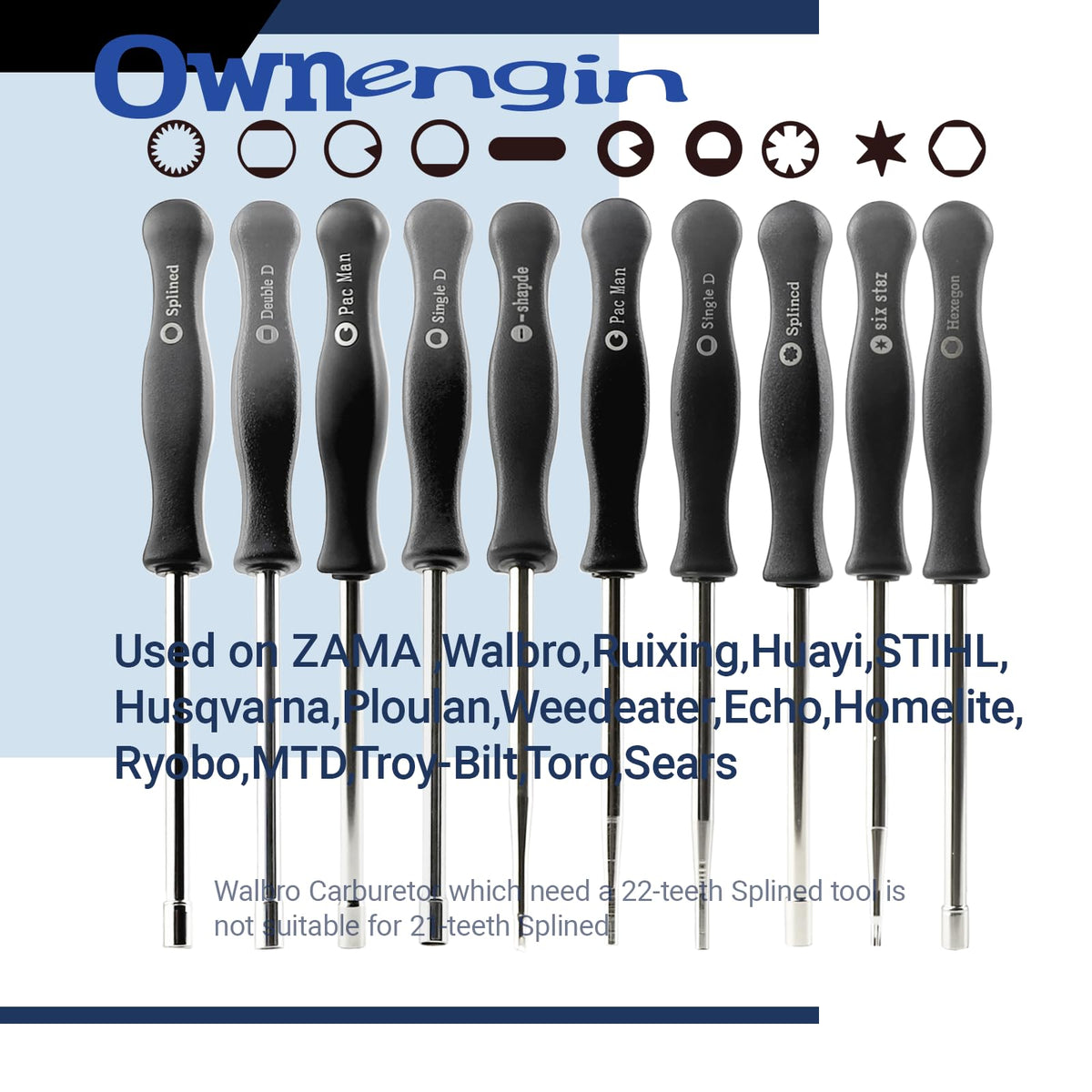 Ownengin small head Pac-Man tip for tight carburetor access