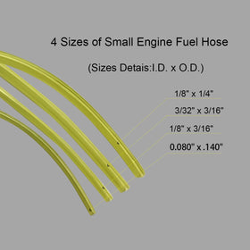 Ownengin fuel line hose kit cut to length enables easy fits on barbed connections.